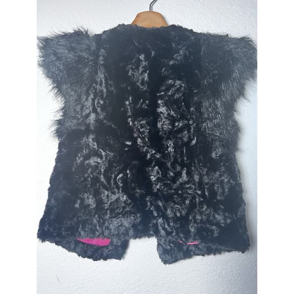 NEIMAN MARCUS/TARGET Faux Fur Vest Sz XS Black Skaist Taylor Crop Boho - Picture 8 of 10